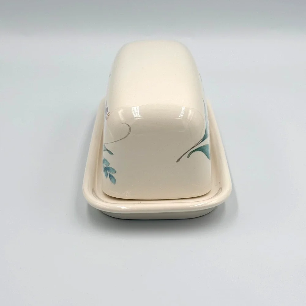 Pfaltzgraff Vtg Stoneware April Pattern 2-piece Butter Dish, Floral, Cottagecore